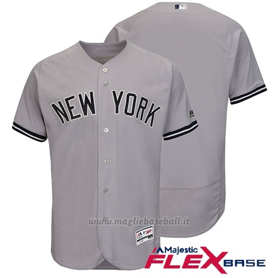 Maglia Baseball Uomo New York Yankees Mets Autentico Collezione Grigio Flex Base